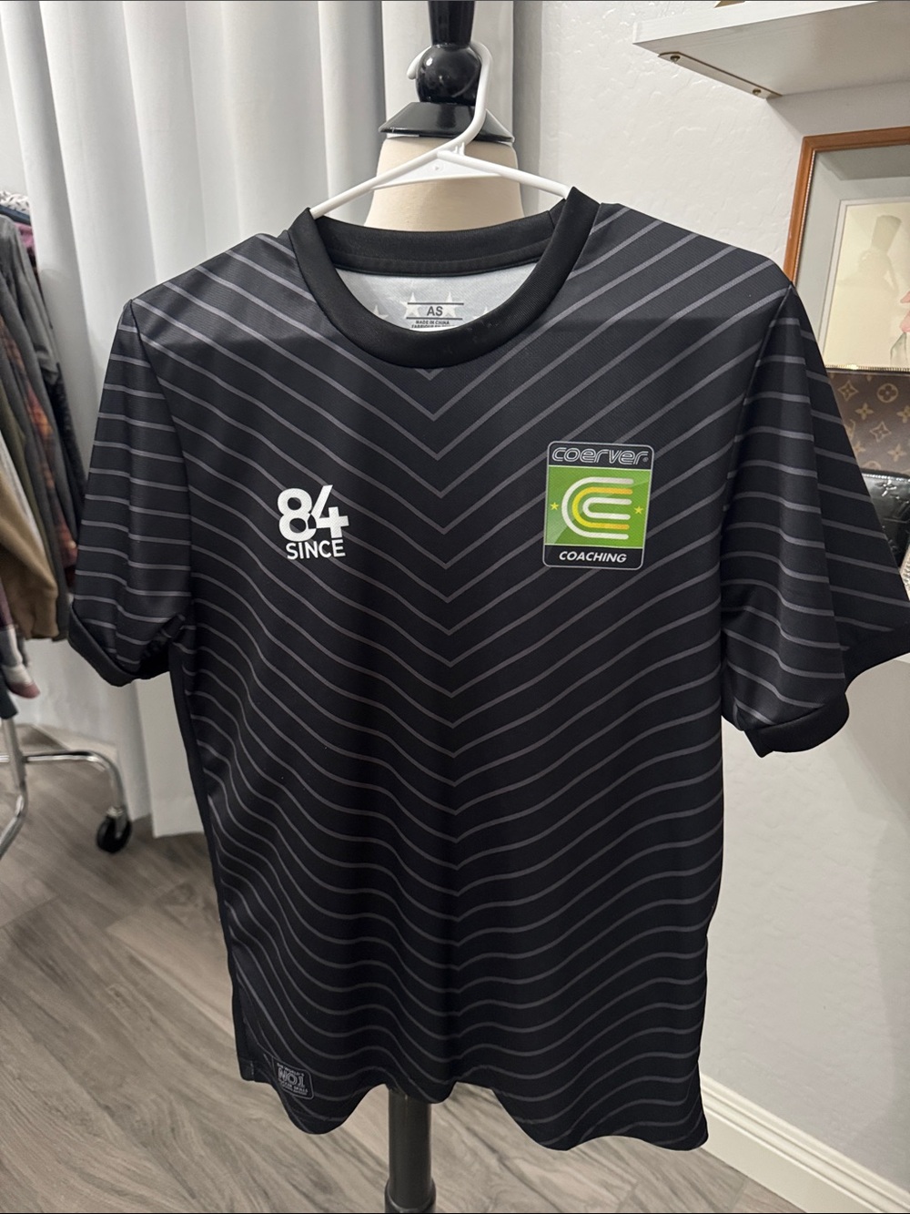 Coerver Men's Black Striped Soccer Training Shirt